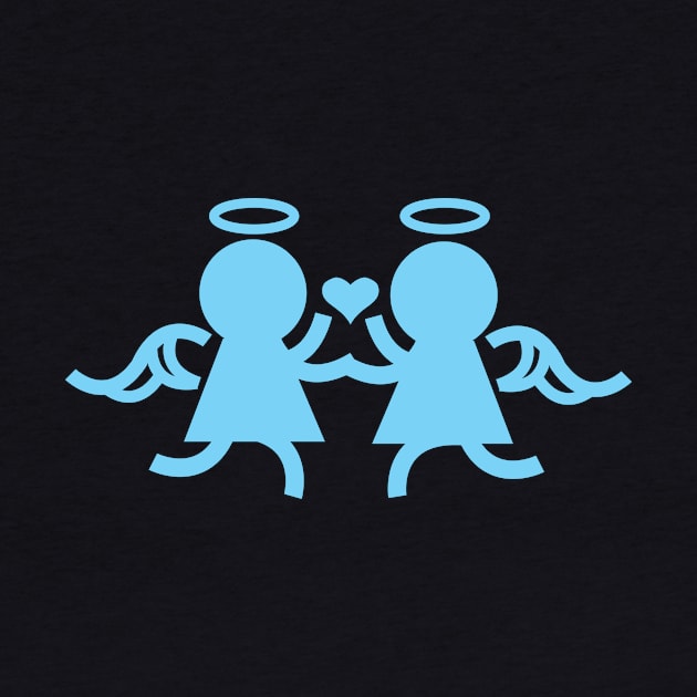 Light Blue Twin Angels Holding Hands by Robin Studio